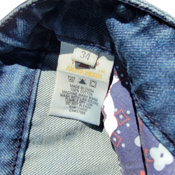 Antik Denim Distressed Embroidered Men's Jeans sz 34 - Picture 5 of 6